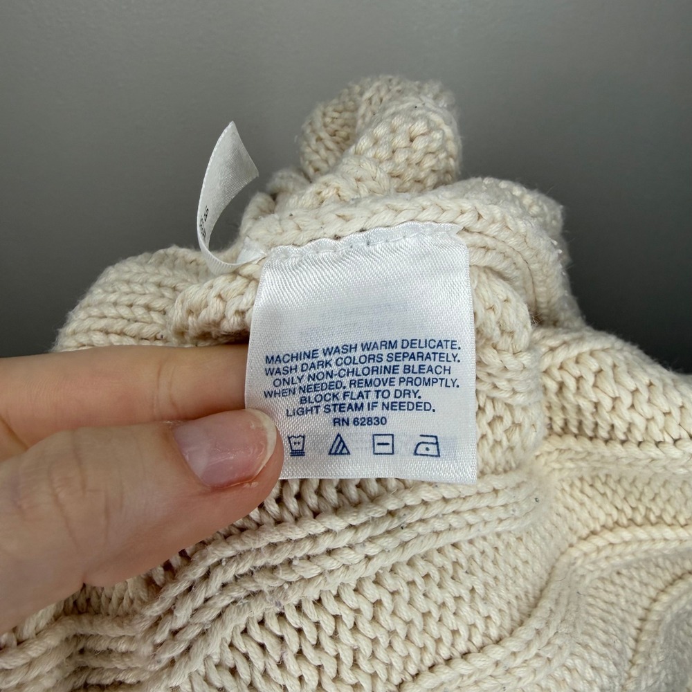 Lands End Cream Ribbed Mock Neck Long Sleeve Sweater Size L 14-16 - Picture 6 of 8